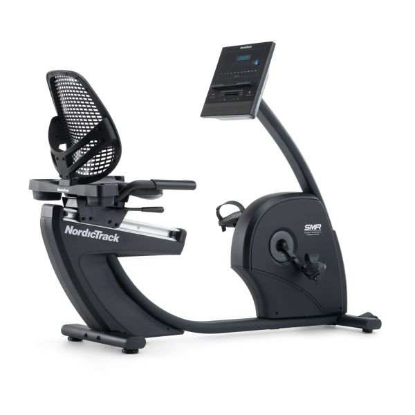 NordicTrack Gx LE Recumbent Bike in black with mesh backrest, padded seat, console and smooth magnetic resistance