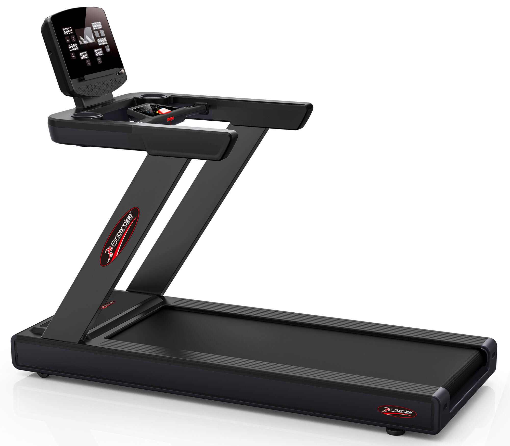 Entercise Treadmill Free Runner black high-performance home treadmill with 4HP motor and LED display panel