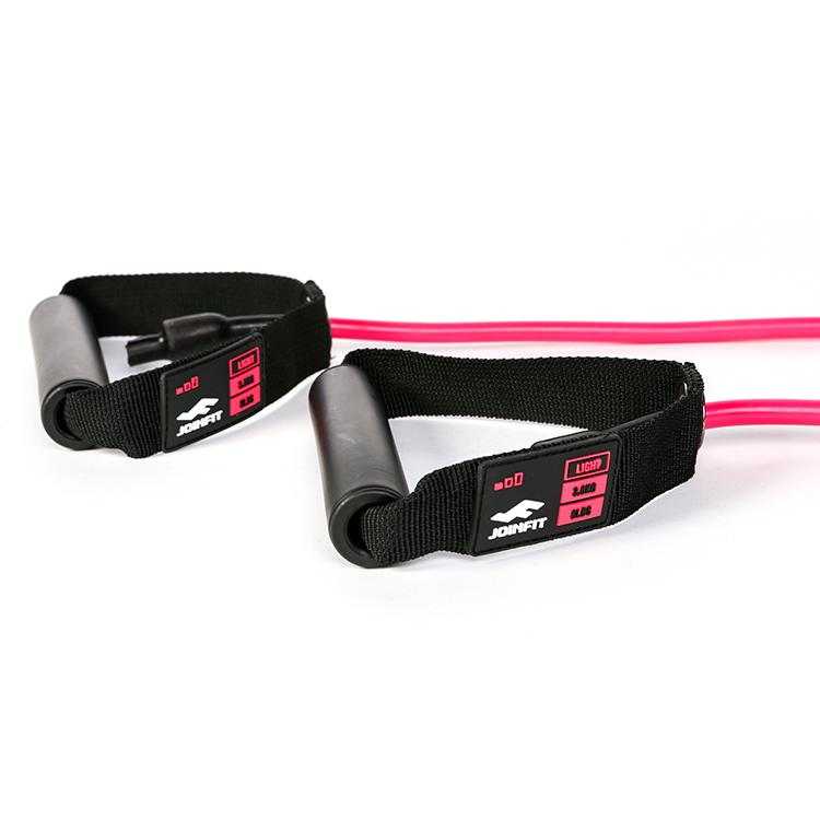 JOINFIT Super Resistance Tube 8LB pink fitness resistance band with comfortable handles for light strength training