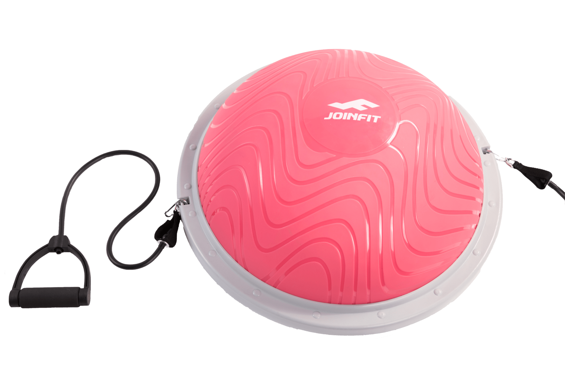 JOINFIT pink semicircle balance ball with resistance band for stability and strength training