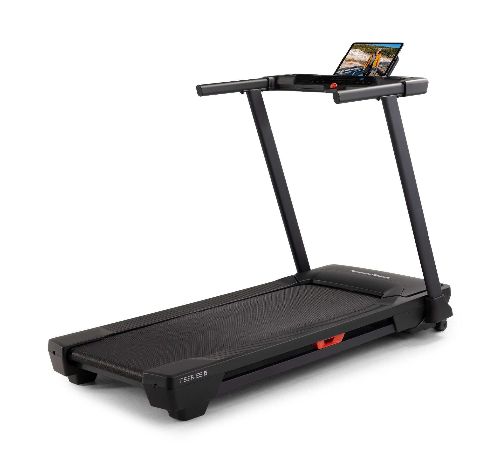 NordicTrack T Series 5 Treadmill with large LCD display and 2.6 CHP motor in home gym setting