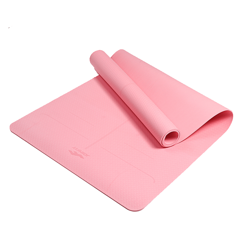 JOINFIT Light Pink Yoga Mat with 6mm thickness for extra cushioning and non-slip antimicrobial surface