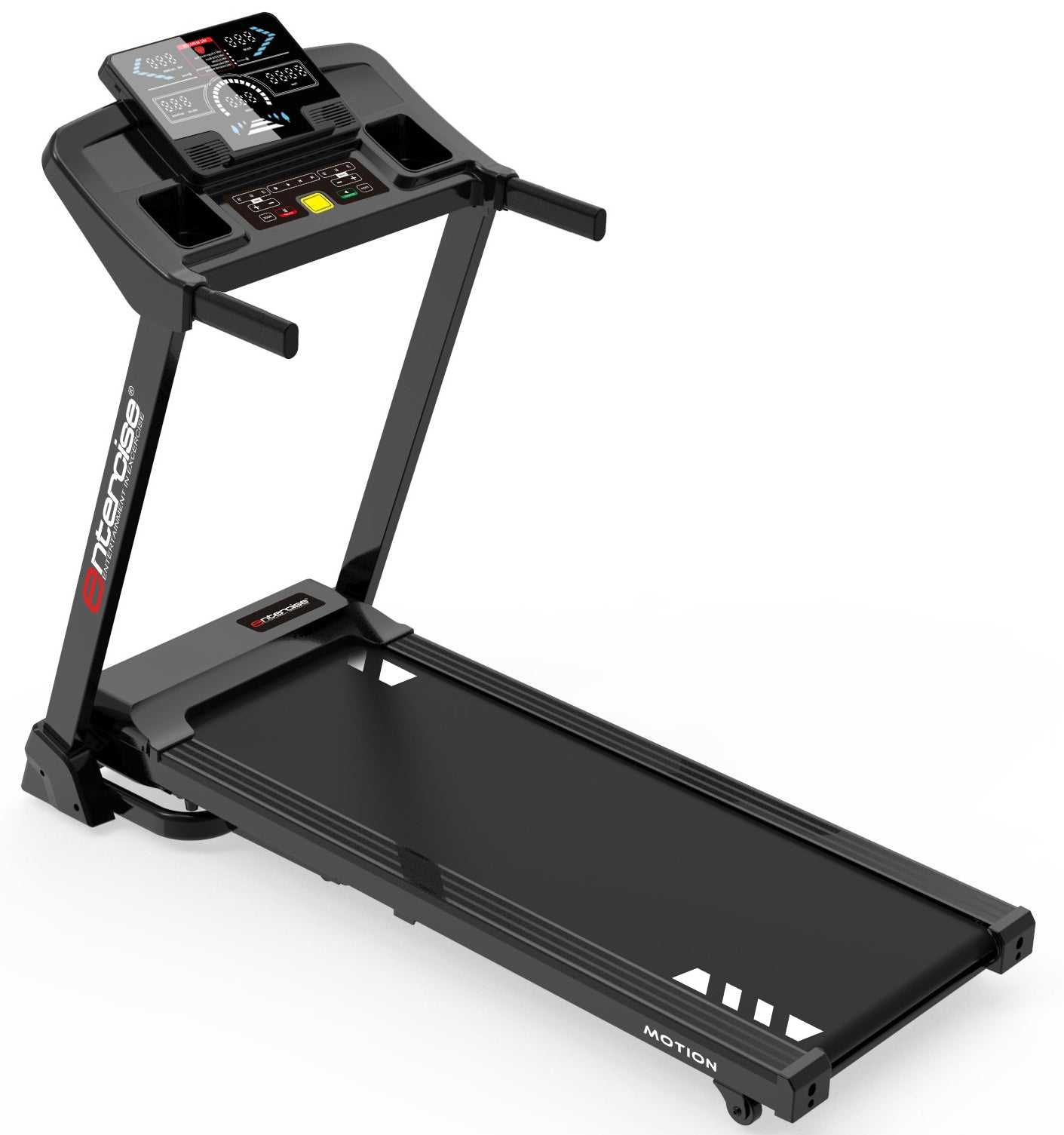 Entercise Treadmill Motion black foldable treadmill with 2.0HP motor and LED display for home workouts