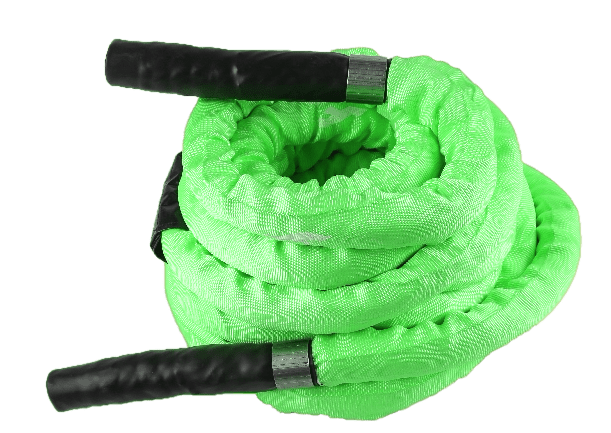 JOINFIT Battle Rope 3.8cm diameter green shell for power and cardio training, 10m length with durable nylon cover and easy anchoring