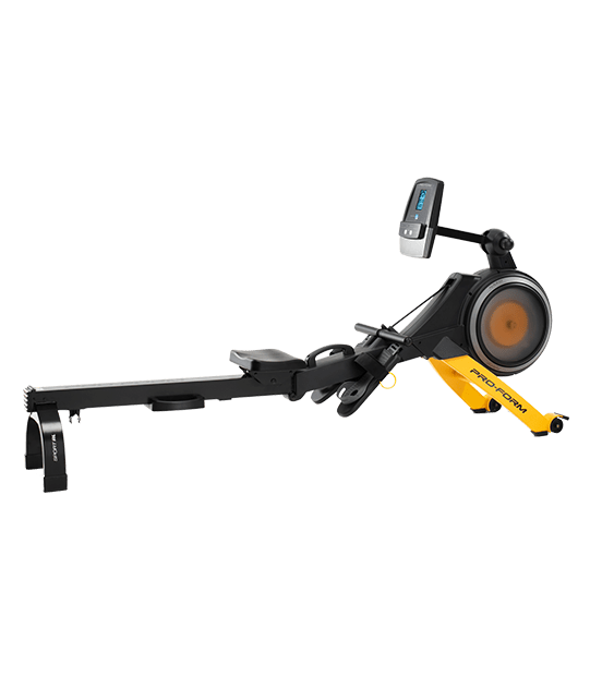 ProForm Rowing Machine Sport RL with ergonomic seat, magnetic resistance, adjustable pedals, and digital console