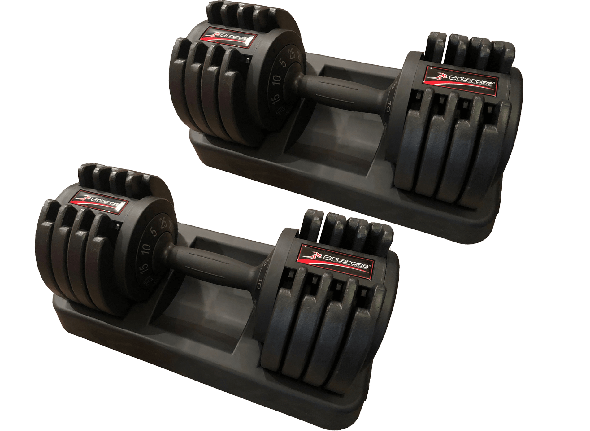 Entercise 25KGS adjustable dumbbells pair with quick weight dial for home gym workouts