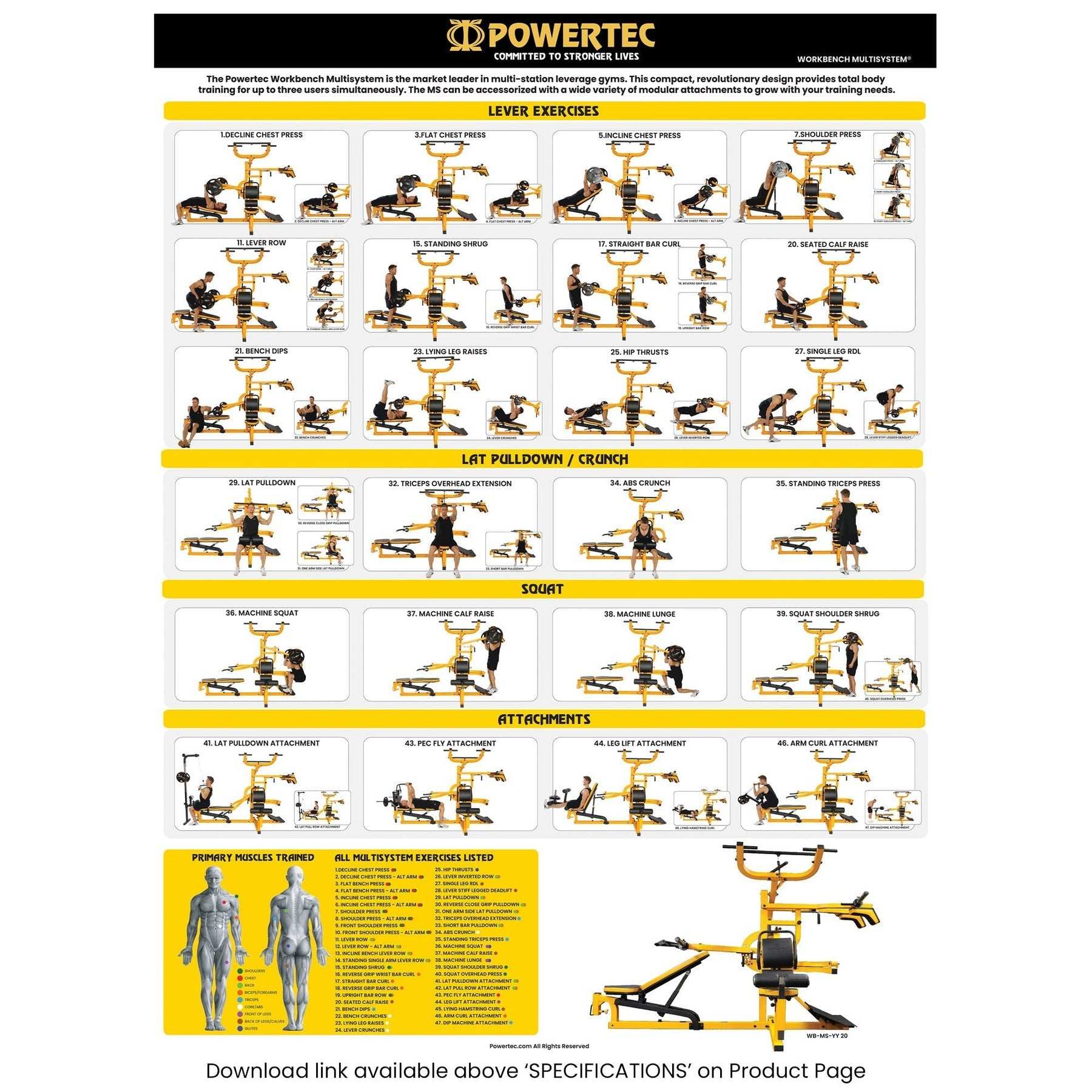 Powertec Multisystem MS20 compact leg sled and MultiGym  equipment