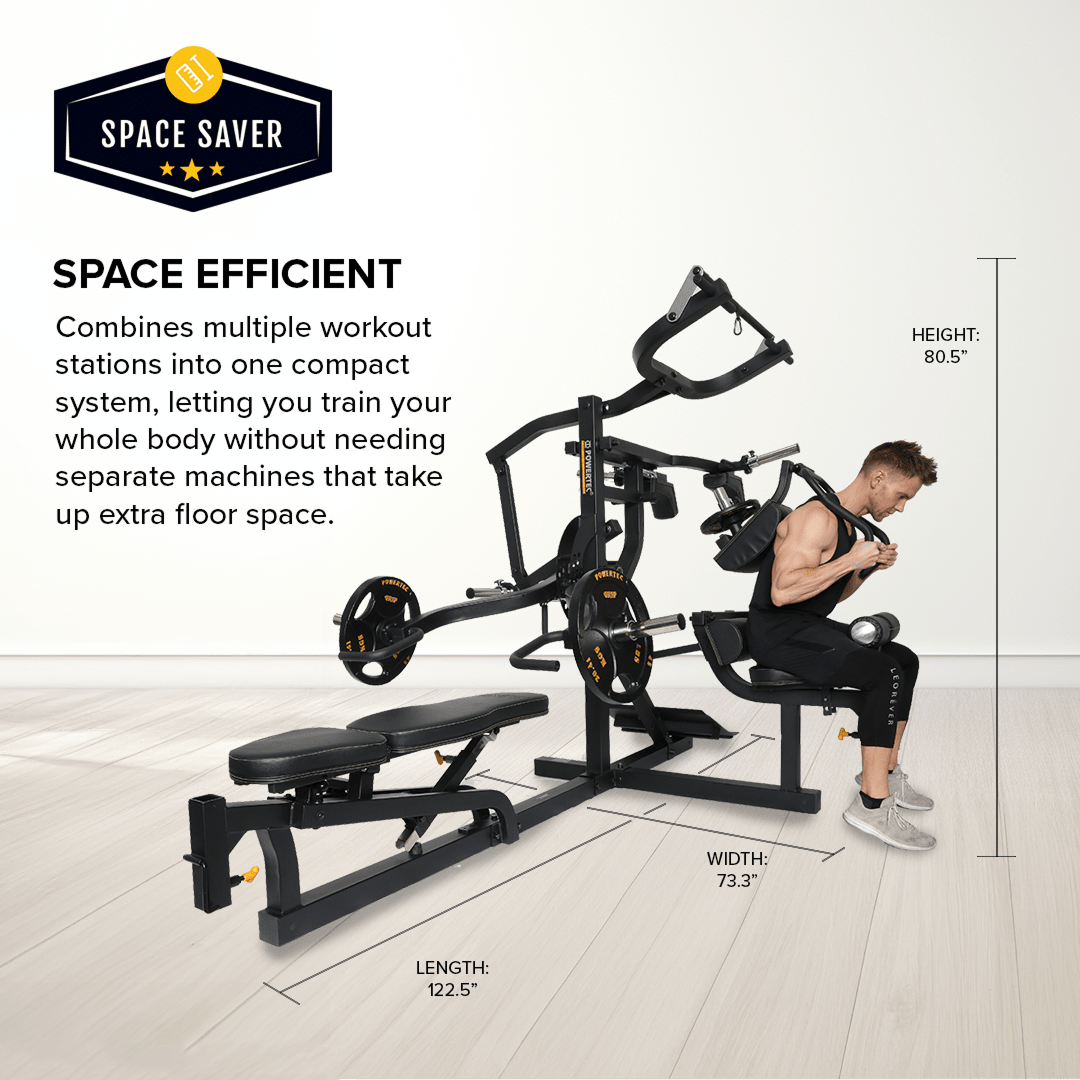 Powertec Multisystem MS20 compact leg sled and MultiGym  equipment