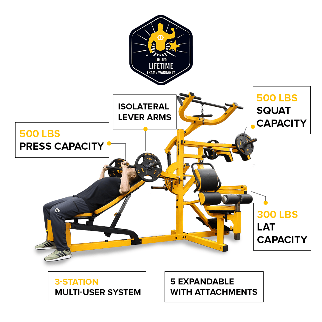 Powertec Multisystem MS20 compact leg sled and MultiGym  equipment
